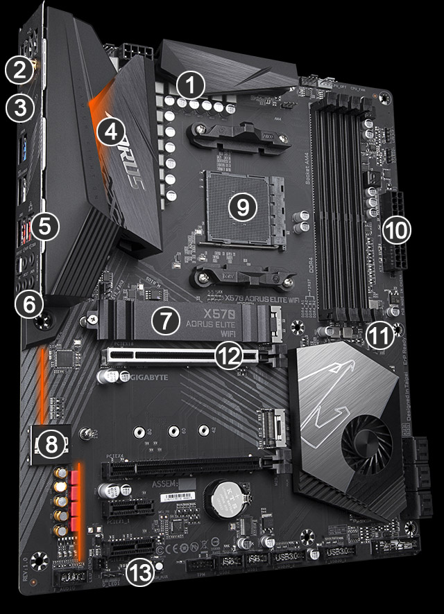 X570 Aorus Elite Wifi Rev 1 X Key Features Motherboard Gigabyte U S A