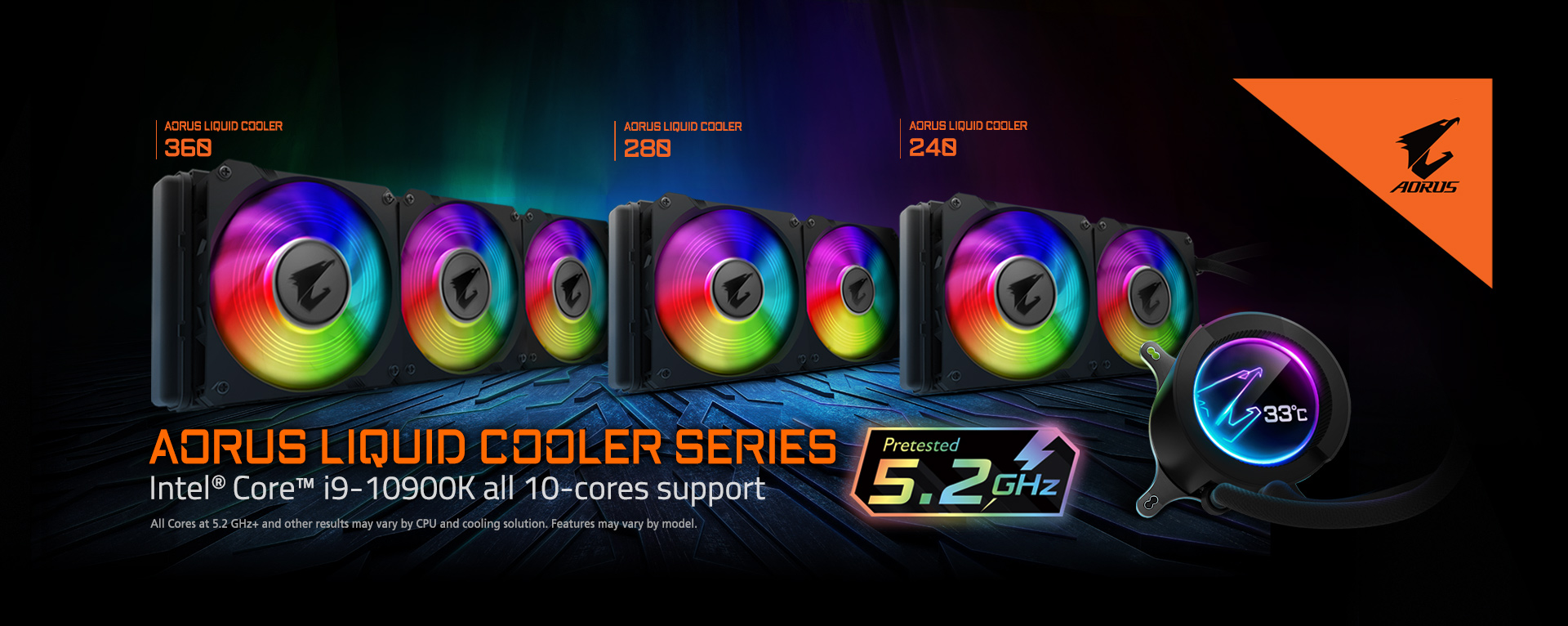 AORUS RGB Liquid Cooler 280 - Liquid cooling system CPU water block - LGA1151 Socket / LGA1155