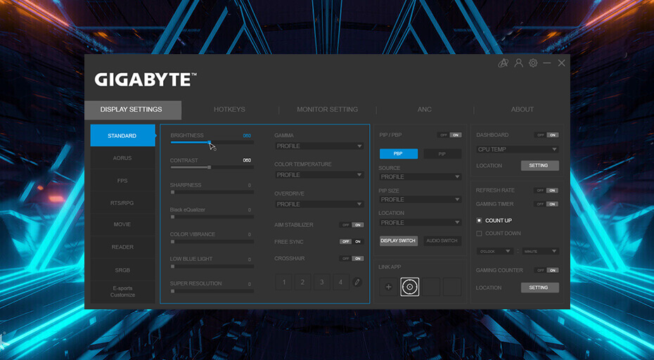 Ecran Gaming Gigabyte Incurvé 27  LED Full HD G27FC / 165 Hz / Noir