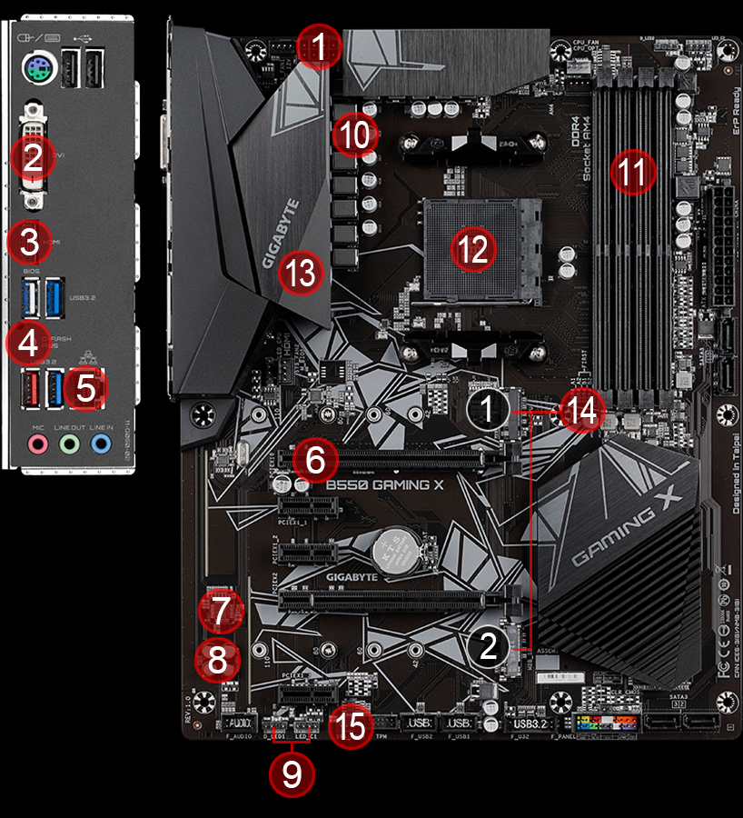 Gigabyte B550 Gaming X V2 AM4 ATX AMD Motherboard SATA 6Gb/s 889523024102
