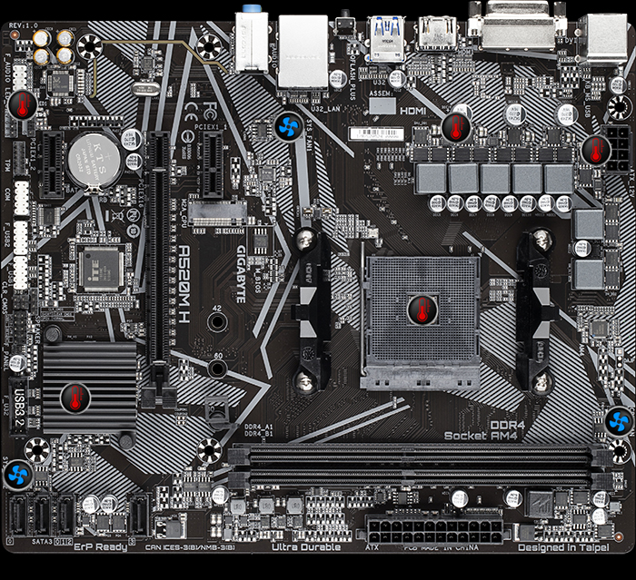 Motherboard Gigabyte A520M H AM4 M.2 PCIe 3.0 AMD Ryzen Full