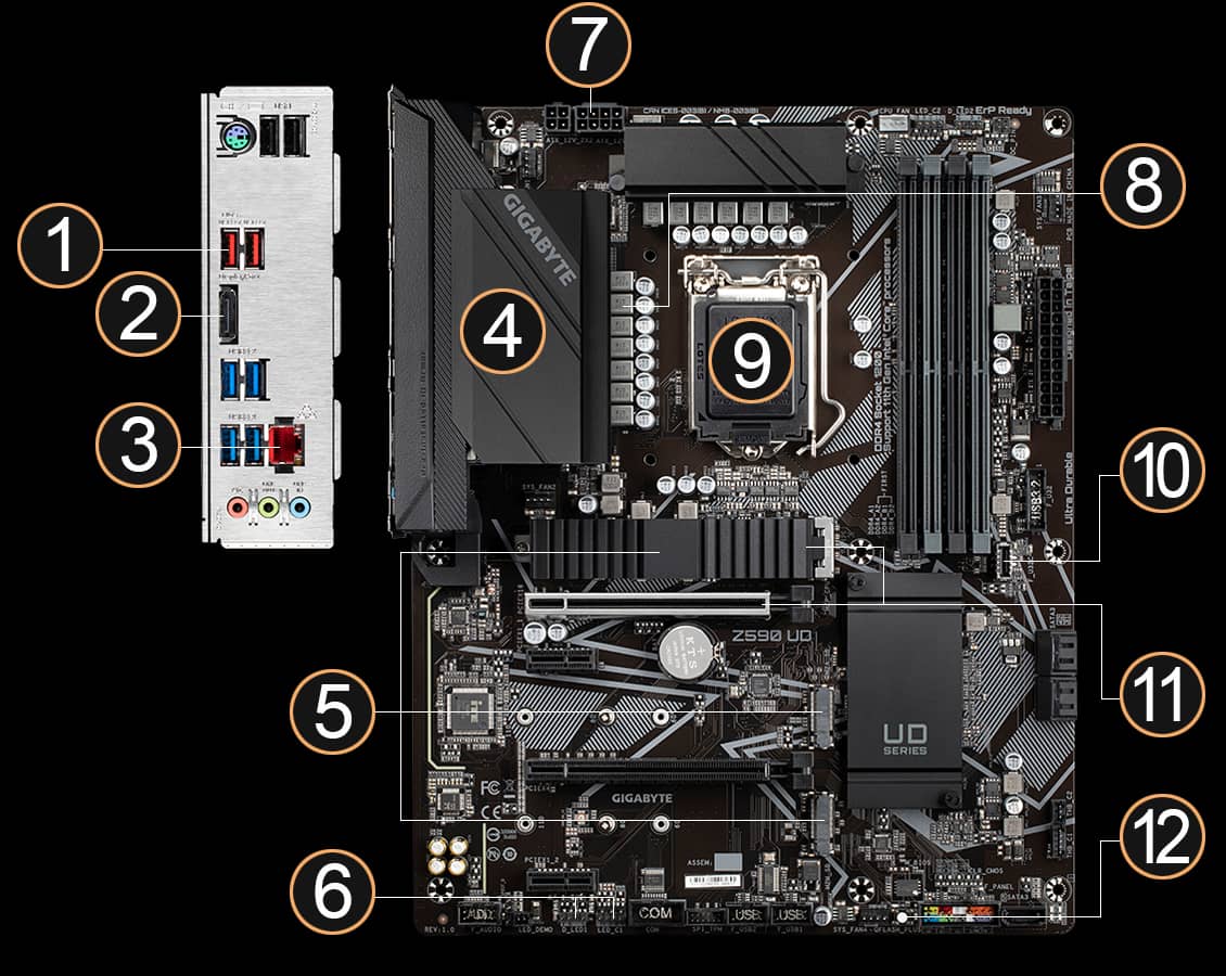 Gigabyte carte mère Intel Z590 LGA 1200 ATX (Z590 UD AC)