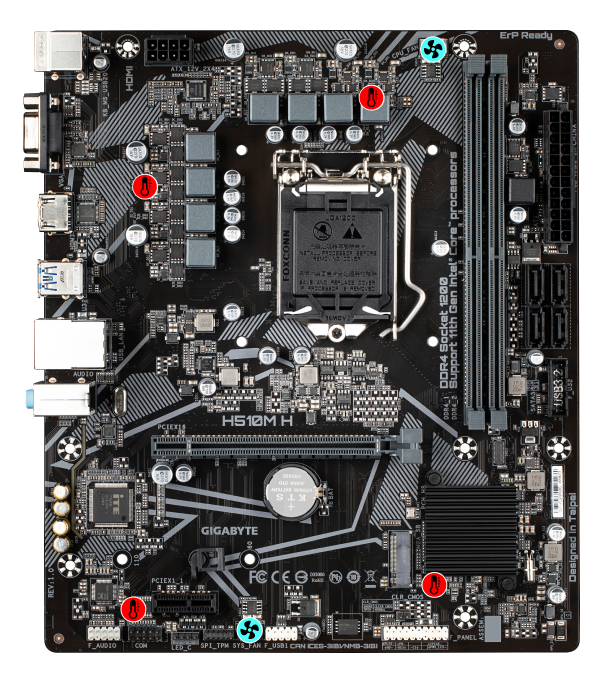 gigabyte ultra durable motherboard plug map