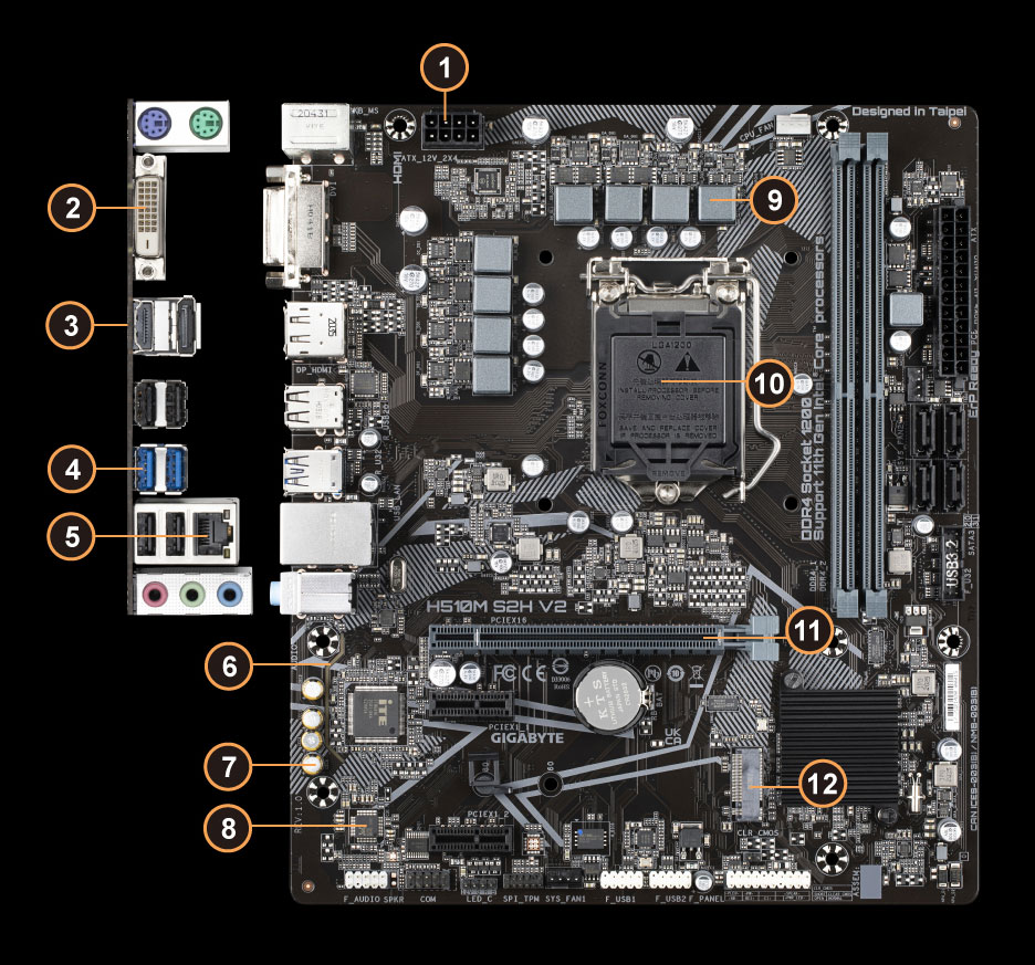 Gigabyte H510M S2H V2 carte mère Intel H510 Express LGA 1200 micro ATX