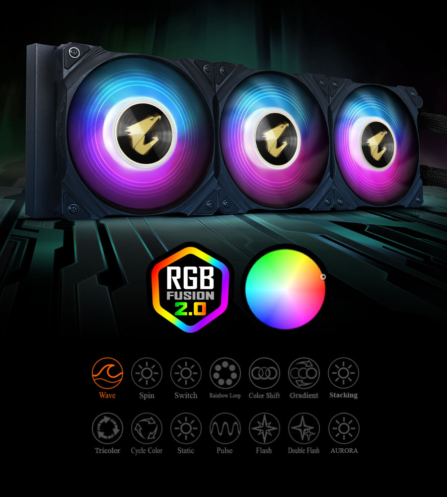 Water Cooler Aorus Waterforce X 360 LCD display AIO RGB - GP-AORUS-WATERFORCEX-360 : : Computadores e Informática