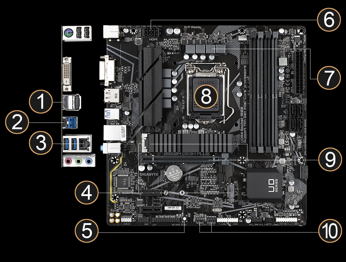 CARTE MERE GIGABYTE B460M DS3H V2 LGA 1200 - trade solutions company