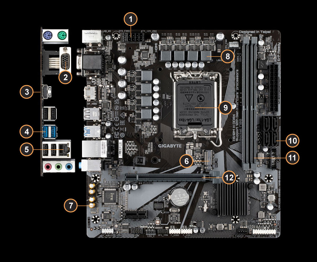 Carte Mère Gigabyte A520M H mATX AM4 DDR4 USB3.2 M.2 HDMI