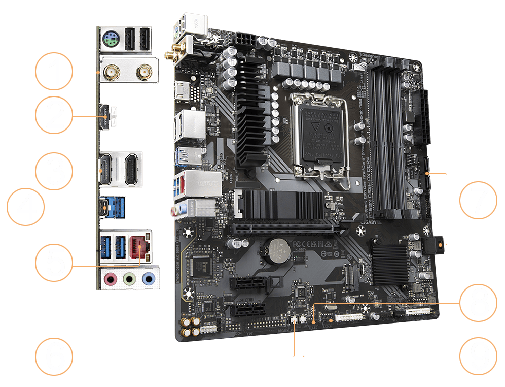 B760M DS3H AX DDR4 (rev. 1.x) Key Features | Motherboard