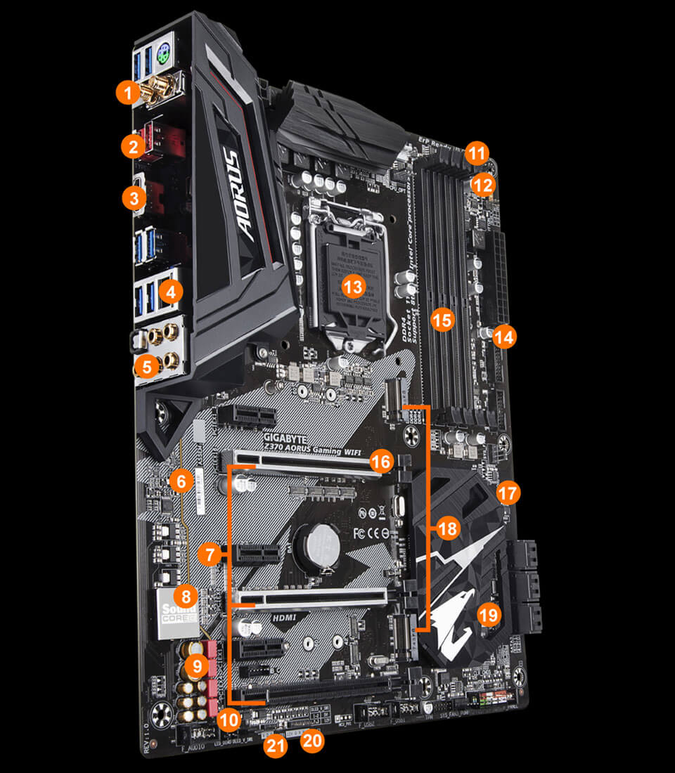 Z370 AORUS GAMING WIFI rev. 1.0 Key Features Motherboard
