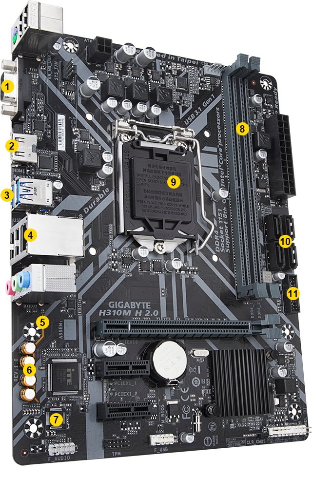 H310m H 2 0 Rev 1 0 Key Features Motherboard Gigabyte Global