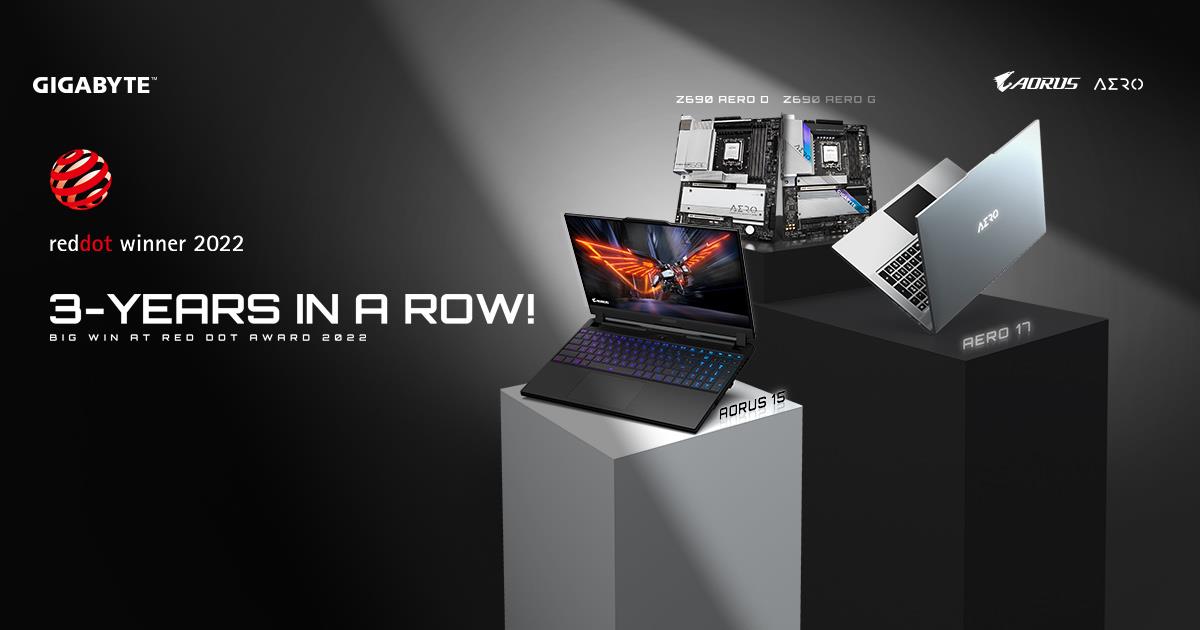 GIGABYTE Laptops Win the 2022 Red Dot Design Award Three years in a row! News GIGABYTE U.S.A.