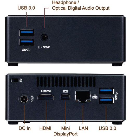 thumbnail image 2 of Gigabyte GB-BXI3-4010 BRIX Mini PC - I3-4010u, 64GB SSD, 8GB RAM, Win 10 Pro (NO AC Adapter) 2 of 6