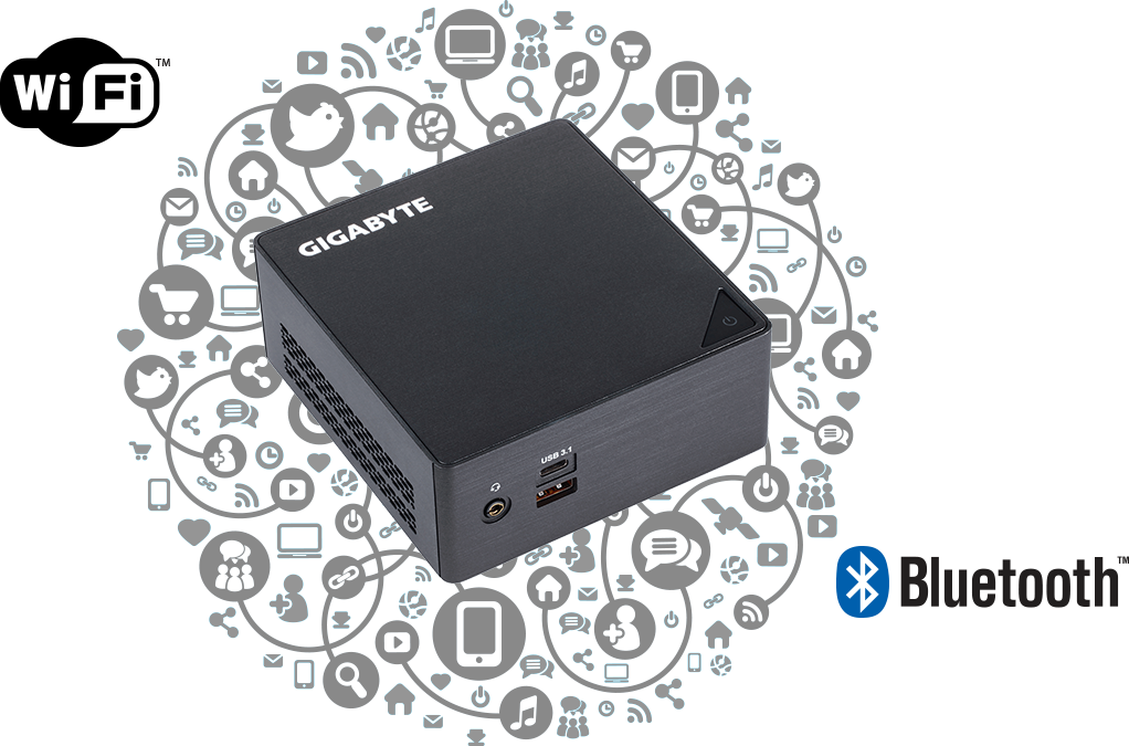 La mejor conectividad con brix mini pc. Wi-Fi y bluetooth incorporado