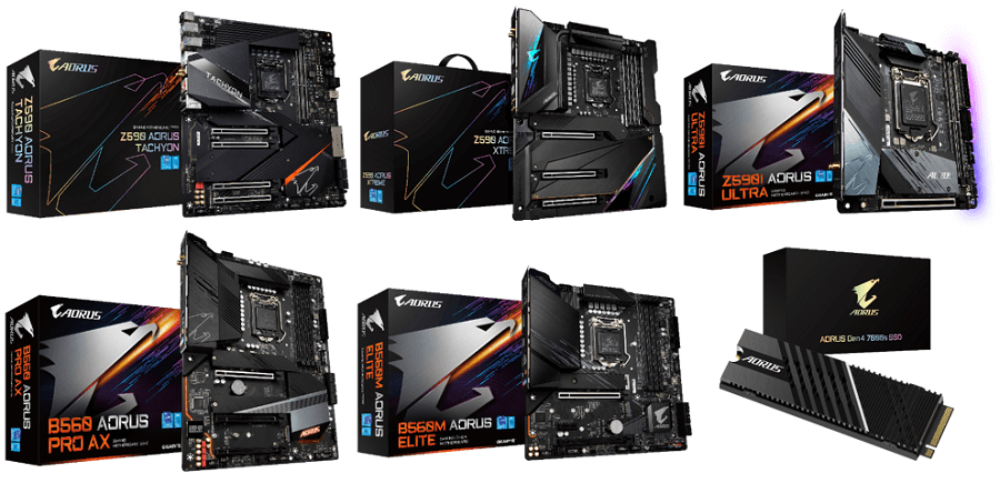 GIGABYTE AORUS Z590 / B560 マザーボード新製品5型番および SSD 2型番