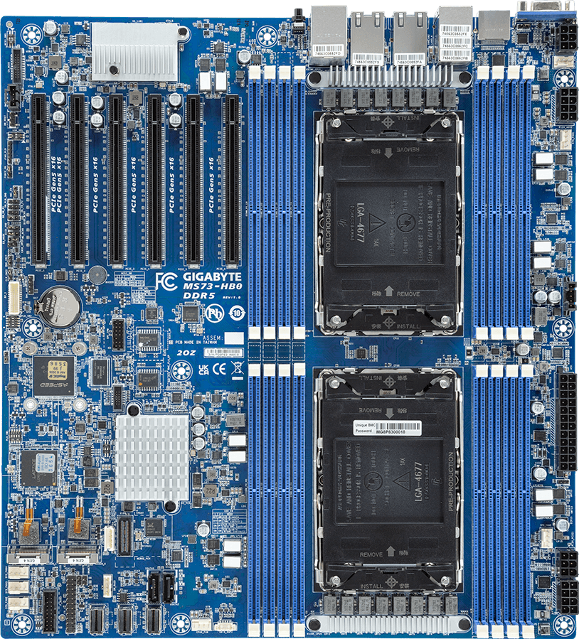 Motherboard - 5th/4th Gen Intel® Xeon® Scalable - E-ATX DP 10Gb/s Intel Ethernet Controller - MS73-HB0