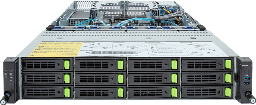 Rack Server - 5th/4th Gen Intel® Xeon® Scalable - 2U DP 12+2-Bay Gen4 NVMe/SATA/SAS (12 x NVMe) Titanium - R283-S90-AAJ3