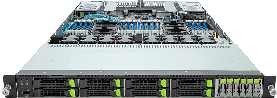 Rack Server - 5th/4th Gen Intel® Xeon® Scalable - 1U DP 6-Bay E1.S NVMe + 8-Bay Gen5 NVMe/SATA/SAS-4 Titanium - R183-S97-AAV1