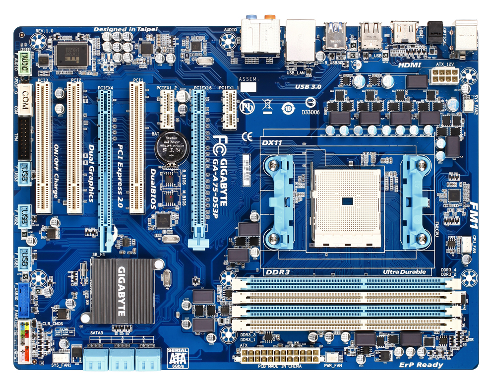 GA A75 DS3P Rev. 1.0 Key features Motherboard GIGABYTE