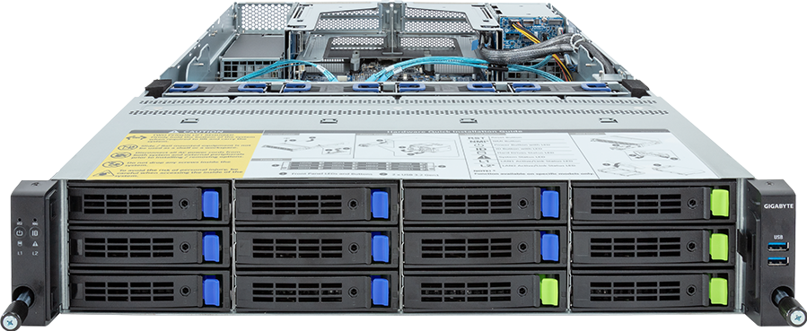 Rack Server - 5th/4th Gen Intel® Xeon® Scalable - 2U DP 12+2-Bay Gen5 NVMe/SATA/SAS-4 with expander - R283-S97-AAD1