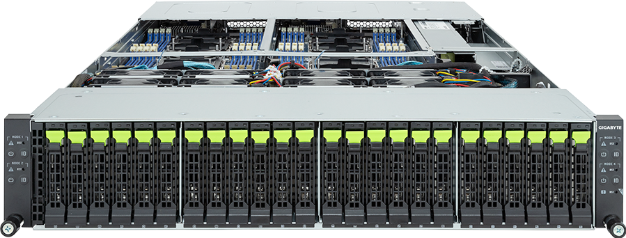 High Density Server - 5th/4th Gen Intel® Xeon® Scalable - 2U 4-Node DP 24-Bay Gen5 NVMe/SATA/SAS-4 3000W - H263-S66-AAW1