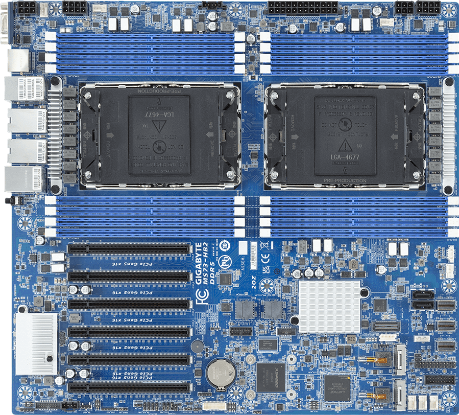 Motherboard - 5th/4th Gen Intel® Xeon® Scalable - E-ATX DP 10Gb/s Broadcom Ethernet Controller - MS73-HB2