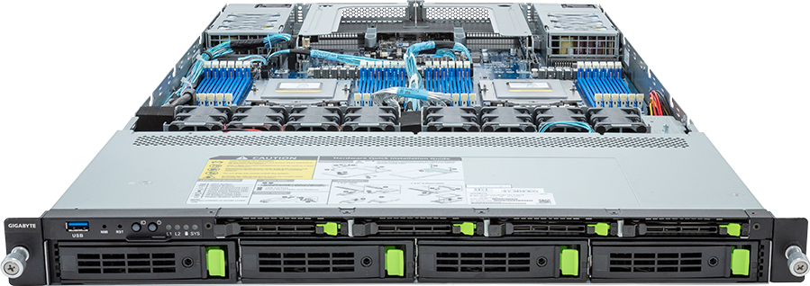 Rack Server - AMD EPYC™ 9004 - 1U DP 8-Bay Gen4 NVMe/SATA/SAS Titanium - R183-Z91-AAV1