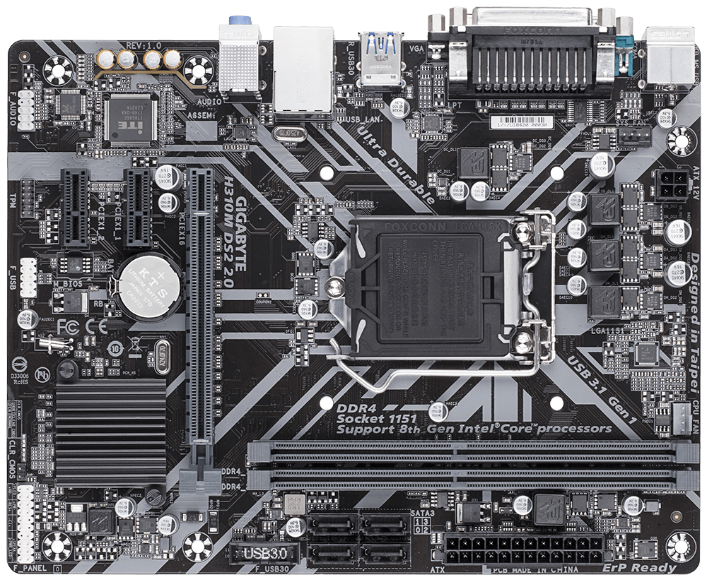 H310M DS2 2.0 (Rev. 1.0) Key features Motherboard GIGABYTE