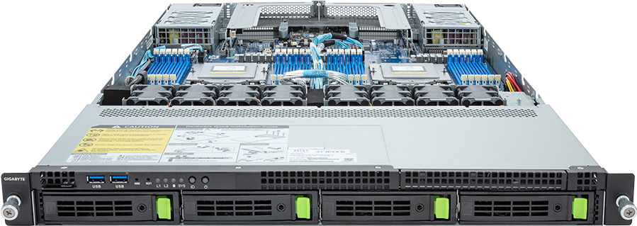 Rack Server - AMD EPYC™ 9004 - 1U DP 4-Bay Gen4 NVMe/SATA/SAS Platinum - R183-Z90-AAD1