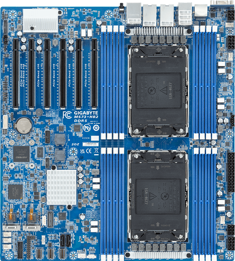 Motherboard - 5th/4th Gen Intel® Xeon® Scalable - E-ATX DP 10Gb/s Broadcom Ethernet Controller - MS73-HB2