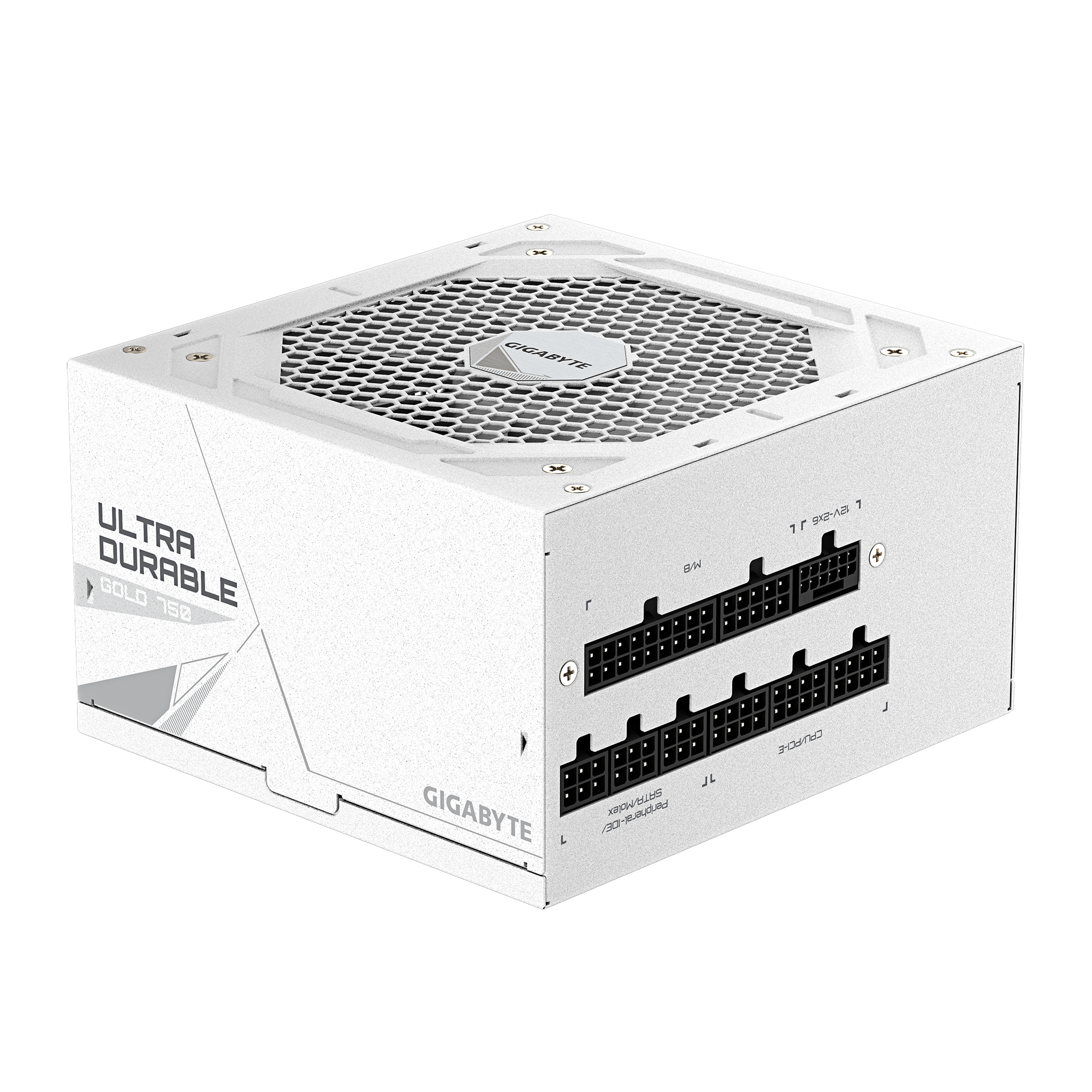 Gigabyte UD750GM PG5 ICE Beyaz üç çeyrek ürün görünümü