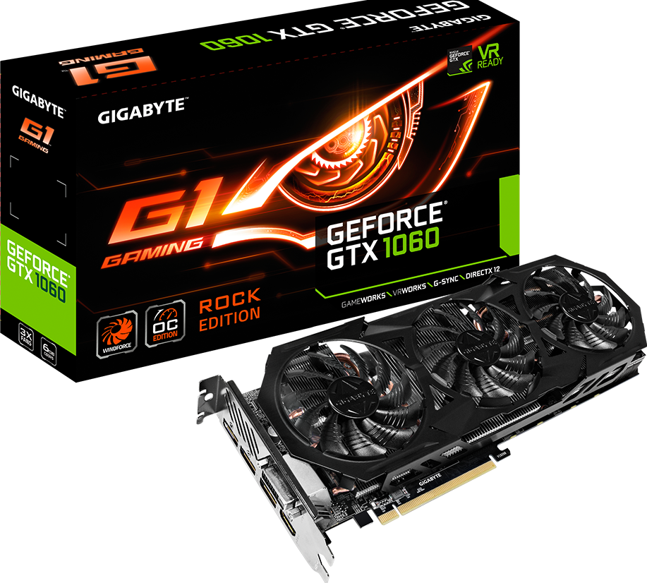 Видеокарты - GeForce® GTX 1060 G1 ROCK 6G