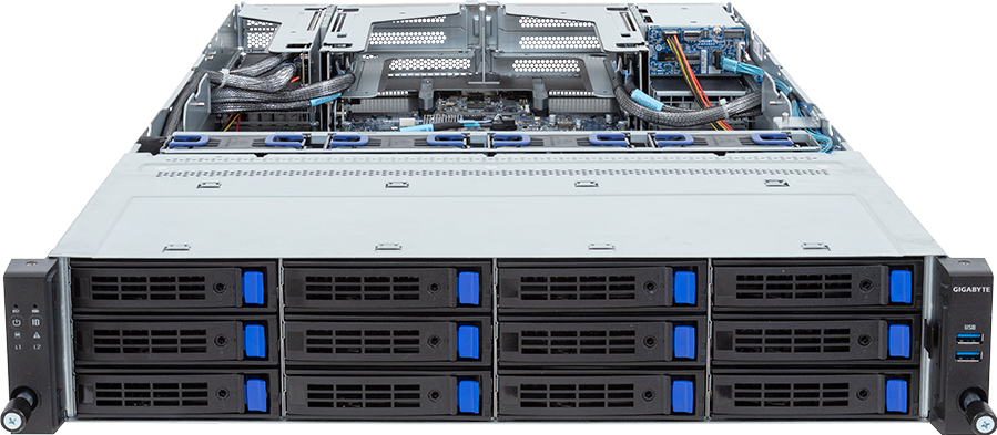 Rack Server - 5th/4th Gen Intel® Xeon® Scalable - 2U DP 12+2-Bay SATA/SAS Titanium - R283-S90-AAJ2