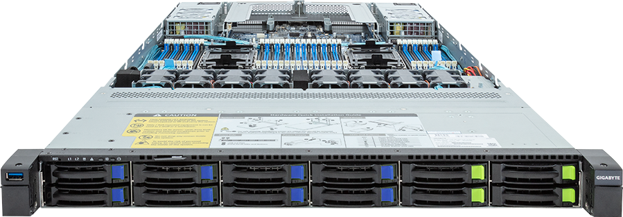 Rack Server - 5th/4th Gen Intel® Xeon® Scalable - 1U DP 12-Bay Gen4 NVMe/SATA/SAS (4 x NVMe) Platinum - R183-S92-AAD2