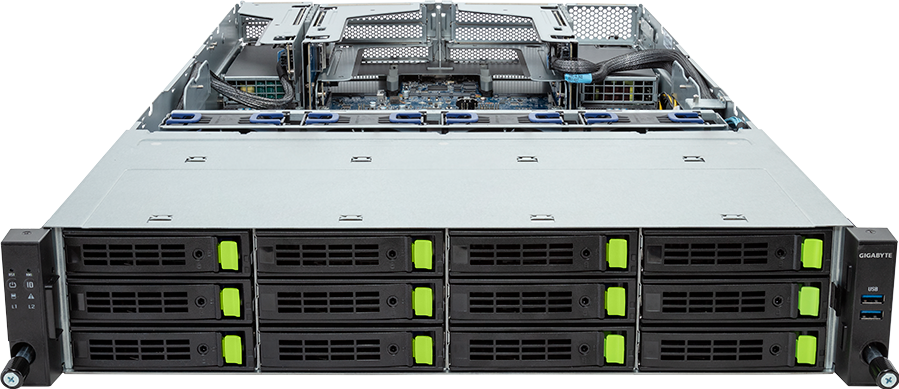 Rack Arm Server - AmpereOne® Family - 2U DP 12-Bay Gen5 NVMe/SATA/SAS-4 Titanium - R283-P90-AAJ1