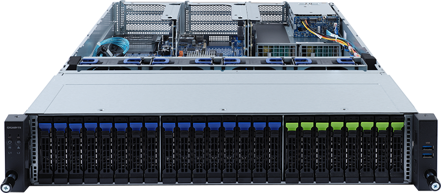 Rack Server - 3rd Gen Intel® Xeon® Scalable - 2U DP 24+2-Bay Gen4 NVMe/SATA/SAS - R282-N80