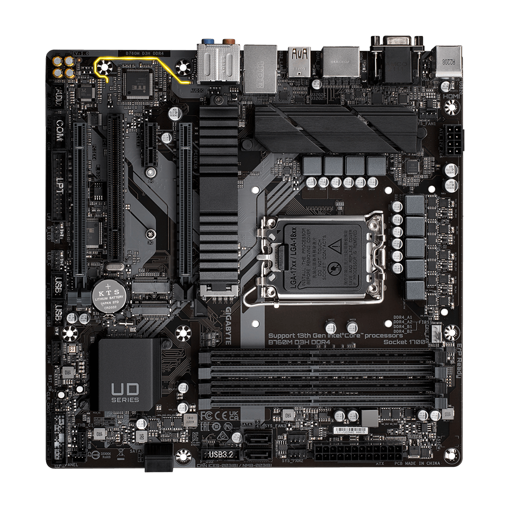 CPU i3 14100 GIGABYTE B760M D3H ▷ GIGABYTE B760M D3HP DDR4 - Supporta CPU Intel Core di 14ª