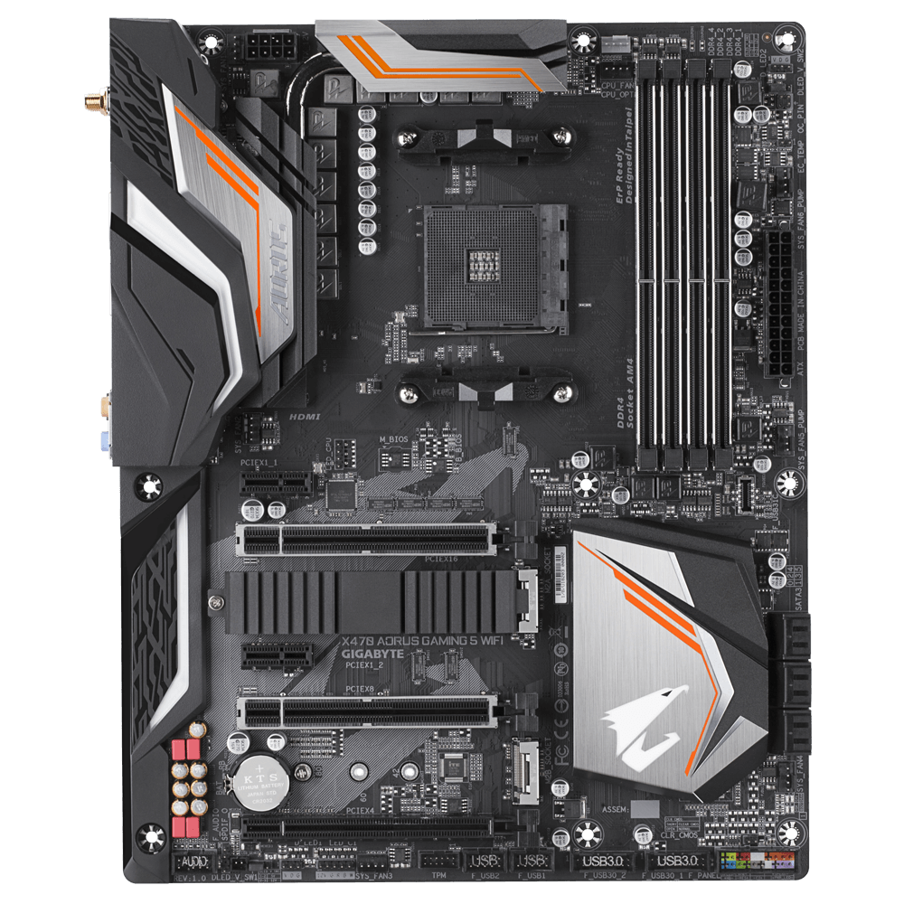 PCパーツ GIGABYTE X470 AORUS Gaming 5 WiFi X470 AORUS GAMING 5 WIFI (Rev. 1.0) - Kluczowe cechy | Płyty
