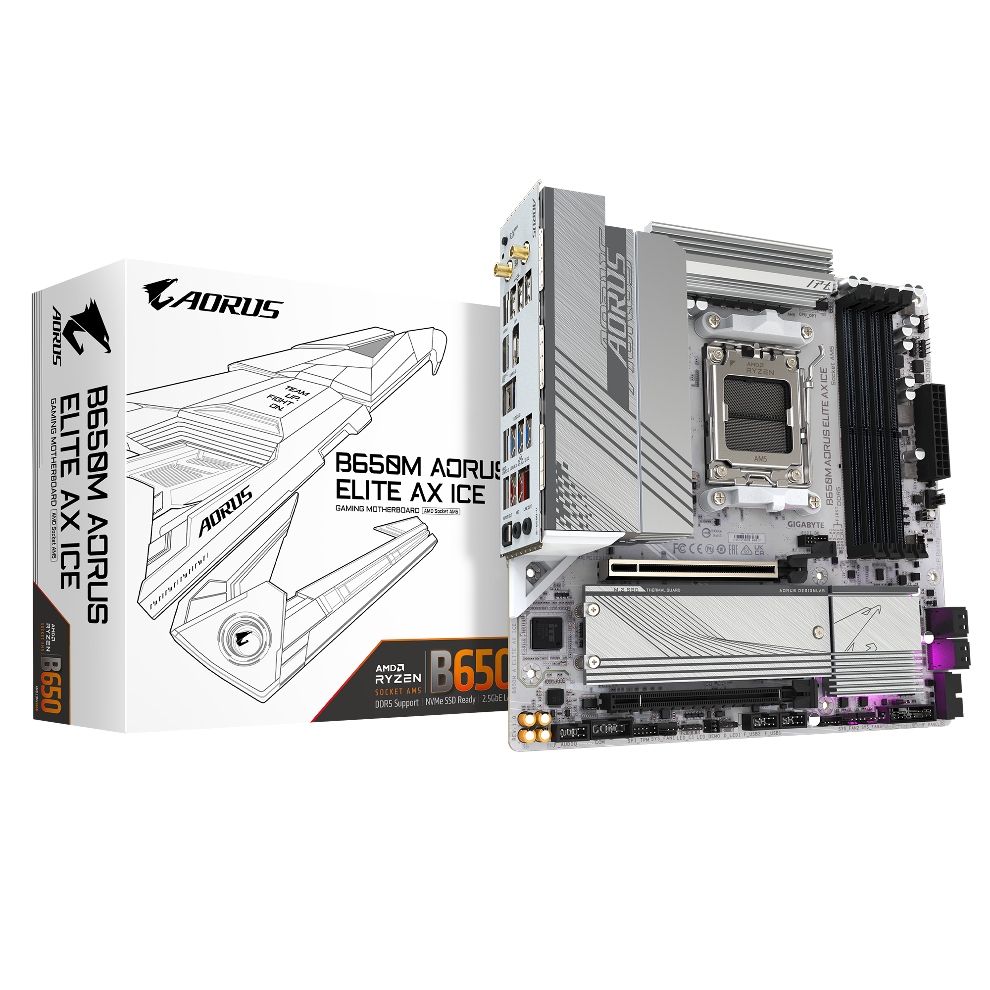 CPU 9700x B650M AORUS Elite AX PROCOOL ICE B650M AORUS ELITE AX ICE - Kluczowe cechy | Płyty główne GIGABYTE