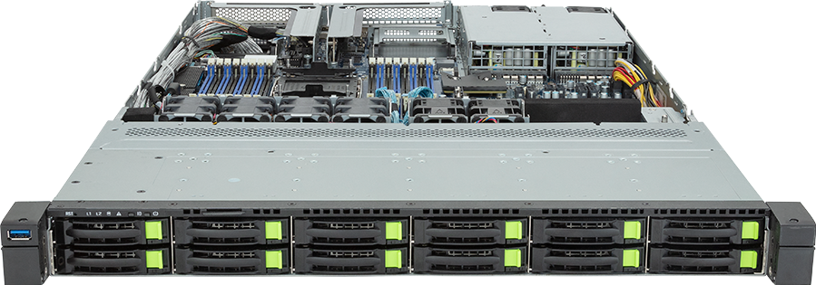 Rack Server - 5th/4th Gen Intel® Xeon® Scalable - 1U UP 12-Bay Gen4 NVMe/SATA/SAS (12 x NVMe) Titanium - R163-S32-AAH1