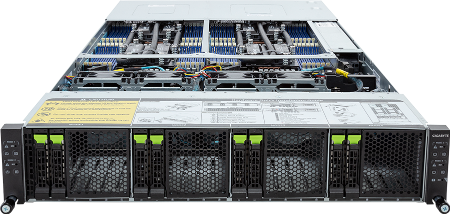 High Density Server - AMD EPYC™ 9004 - 2U 4-Node DP 8-Bay Gen4 NVMe/SATA/SAS 3000W DLC - H273-Z81-LAW1