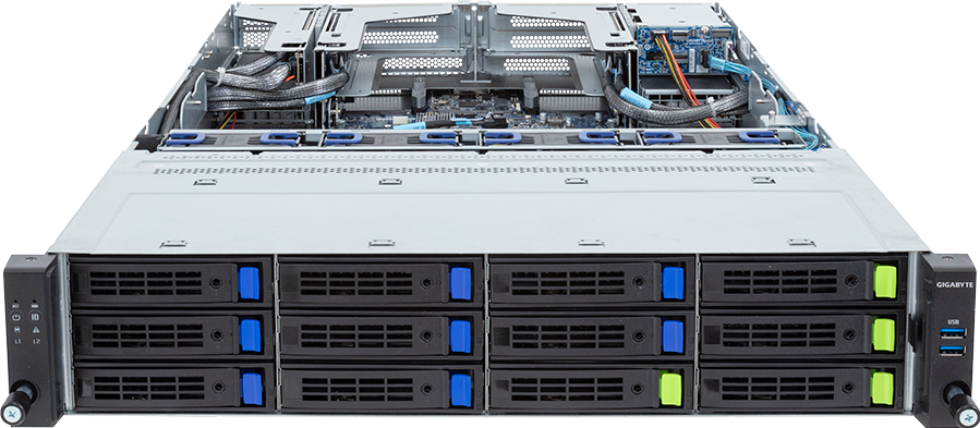 Rack Server - 5th/4th Gen Intel® Xeon® Scalable - 2U DP 12+2-Bay Gen4 NVMe/SATA/SAS (4 x NVMe) Platinum - R283-S90-AAE1