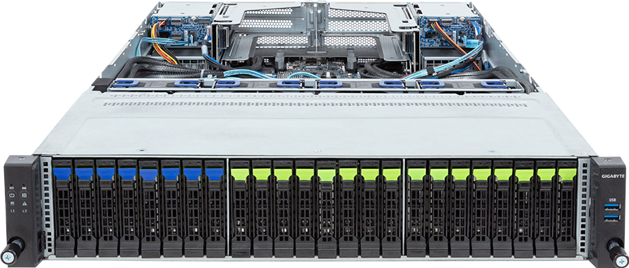 Rack Server - 5th/4th Gen Intel® Xeon® Scalable - 2U DP 24+4-Bay Gen4 NVMe/SATA/SAS (16 x NVMe) Platinum - R283-S92-AAE2