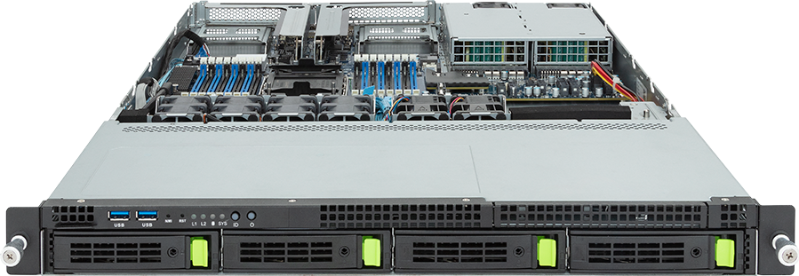 Rack Server - 5th/4th Gen Intel® Xeon® Scalable - 1U UP 4-Bay NVMe/SATA/SAS Titanium - R163-S30-AAG1