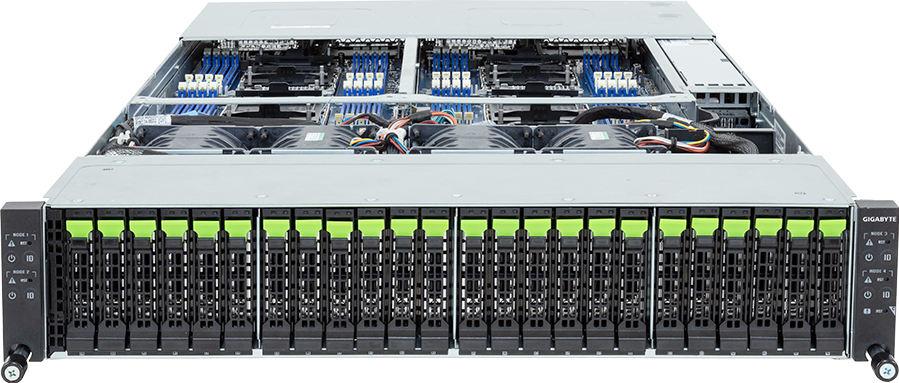High Density Server - Intel® Xeon® 6 Processors - 2U 4-Node DP 24-Bay Gen5 NVMe/SATA/SAS-4 - H274-S60-AAW1