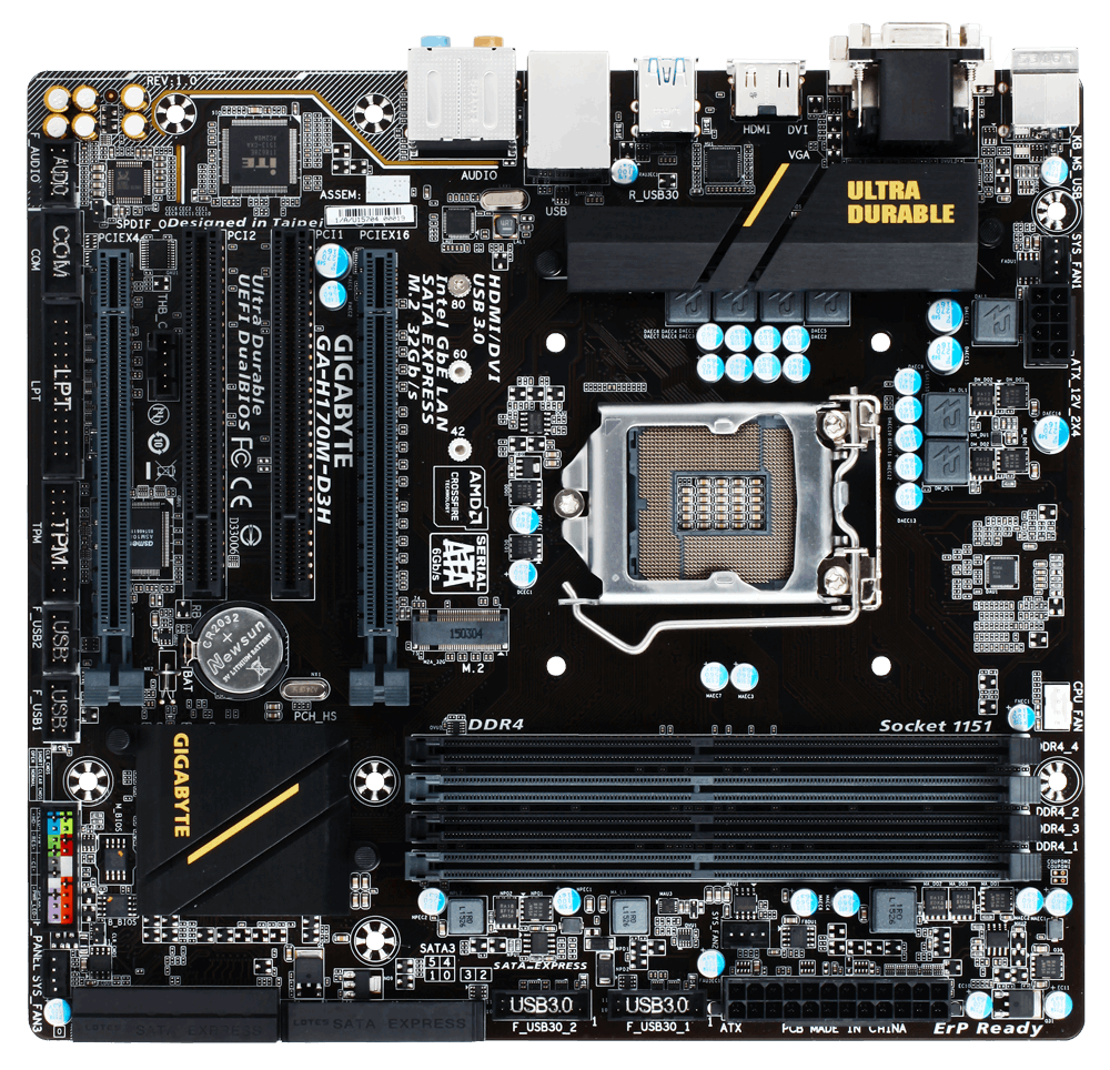 i7-7700+GA-H170M-D3H DDR3+メモリ4GB+クーラー GA-H170M-D3H (Rev. 1.0) - GIGABYTE Global