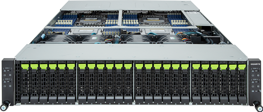 High Density Server - AMD EPYC™ 9004 - 2U 4-Node DP 24-Bay Gen4 NVMe/SATA/SAS 3000W - H273-Z80-AAW1