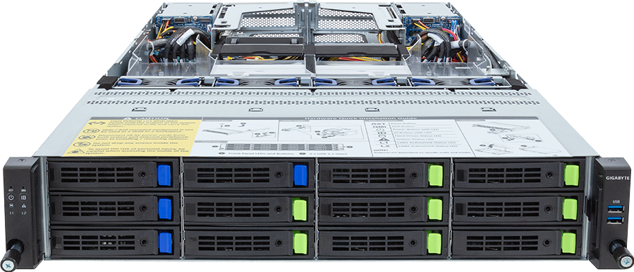 Rack Server - AMD EPYC™ 9004 - 2U DP 12+4-Bay Gen5 NVMe/SATA/SAS-4 2400W - R283-Z97-AAF1