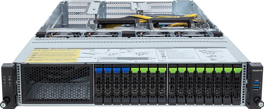 Rack Server - 5th/4th Gen Intel® Xeon® Scalable - 2U DP 4 x PCIe Gen5 GPUs (16 x drives) - R283-SF1-AAL1