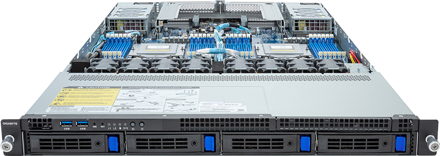 Rack Server - AMD EPYC™ 9004 - 1U DP 4-Bay SATA/SAS Titanium - R183-Z90-AAV2