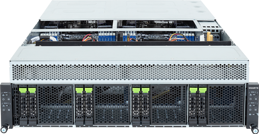 High Density Server - Intel® Xeon® 6 Processors - 3U 4-Node DP 8-Bay Gen5 NVMe/SATA/SAS-4 DLC - H374-A81-LAW1